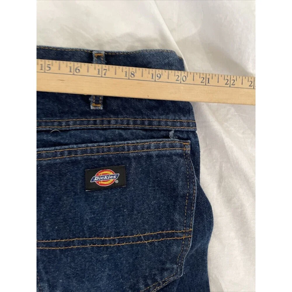 Dickies Mens Jeans Size 44x30 Straight Leg Denim Blue Workwear Pockets Dark Wash